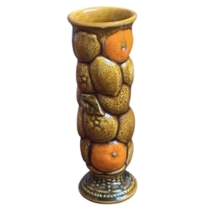 Inarco Japan Obst Keramik Vase Übertopf braun orange Original Aufkleber 7,5" LESEN - Bild 1 von 5