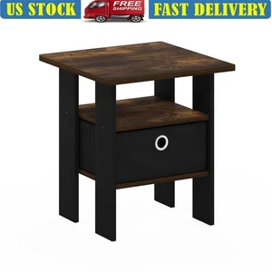 Mesa auxiliar compacta con cajón de contenedor de almacenamiento estante abierto uso interior sala de estar - Imagen 1 de 15