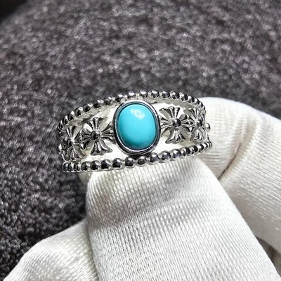 Anillo de vestir turquesa cabujón y plata esterlina 925 para mujer talla P 1/2 del Reino Unido Foto 1 de 4