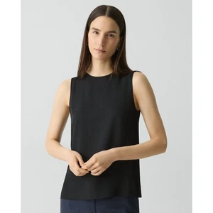 Blusa para mujer Theory sin mangas con caparazón recto negra elástica seda, nueva con etiquetas talla XL - Imagen 1 de 10