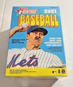 2021 Topps Heritage Baseball Blaster Box Sealed 72 Cards Real 1 Auto & Relics - Picture 1 of 6