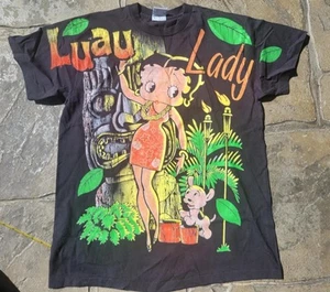 Betty Boop Luau Lady AOP moderner Stiefel Größe Large Einzelnaht doppelseitig - Bild 1 von 8