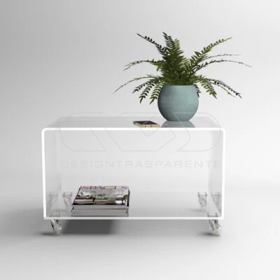Tavolino portariviste cm 90 carrello in plexiglass trasparente - Immagine 1 di 4