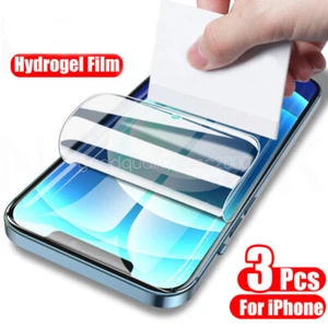 3x Soft Hydrogel Film Full Cover Clear Gel Screen Protector For Huawei iPhone - Picture 1 of 14