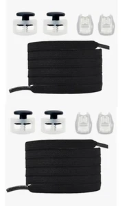 4pairs No Tie Lock FLAT Shoelaces Elastic Shoe Laces String Kids Adults Sneaker - Picture 1 of 2