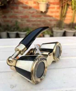 Antiguo Latón Vintage Binoculares Negro Ópera Gafas Madreperla y Mango - Imagen 1 de 6