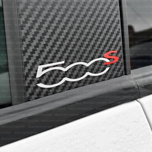 3x Fiat 500s Door Pillar Decals / Stickers - White & Red - 500 Sport - Picture 1 of 4