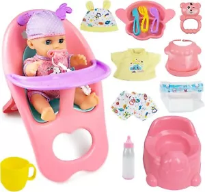 Baby Doll Toys Set, Newborn Dolls PlaySet with High Chair Stroller Feeding - Picture 1 of 7