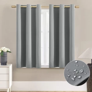 Short Curtains For Bathroom Window 48 Inch Length Waterproof 2 Panels Light Grey - Picture 1 of 12