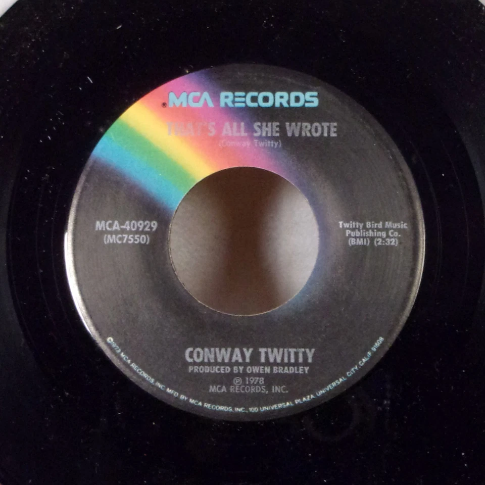Conway Twitty That's All She Wrote / Boogie Grass Band 7" 45 MCA + sleeve M- - Image 1 of 1