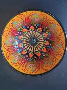 HAND MADE TURKISH 6" CERAMIC BOWL DECORATIVE BOWL MULTICOLOR RAISED FLORALS - Picture 1 of 9
