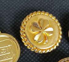 Chanel 4 Leaf Clover Gold Button.Vintage 1980's 