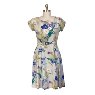 Vestido Floral Vintage Años 50 Estrás | Vestido Flores Vintage Años 50 | Años 50 Foto 1 de 4