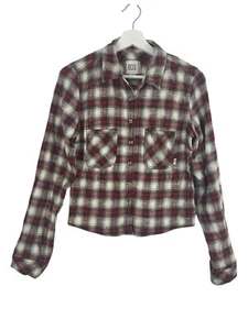 BDG Dakota Cropped Flannel Plaid Women’s Shirt Button Down Red Size Medium - Picture 1 of 8