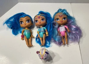 Lotto 3 bambole Shimmer and Shine con 1 gatto domestico Mattel 6 pollici - Foto 1 di 4