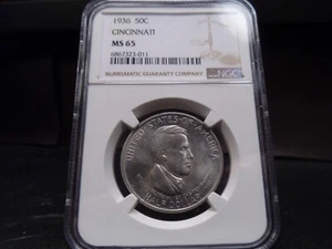 1936 MS65 Cincinnati Silver Commemorative NGC Certified Gem - Picture 1 of 8
