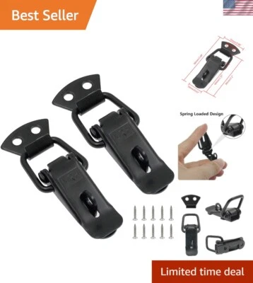 Versátil juego de pestillos de palanca con resorte para caja de herramientas y cajones, negro, paquete de 2 Foto 1 de 4