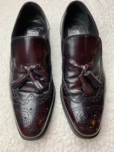 French Shriner Budapester Oxford Burgund Sterling Herren Slipper Halbschuhe Größe 9 D - Bild 1 von 8