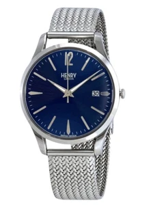 HENRY LONDON , HL39-M-0029 Knightsbridge Blue Dial Mesh Bracelet Watch - Picture 1 of 24