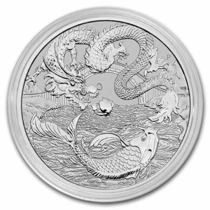 2023 Chinesischer Mythos & Legenden Drache & Koi 1 Unze 0,999 Silber $ 1 Münze Königin Tribute - Bild 1 von 6