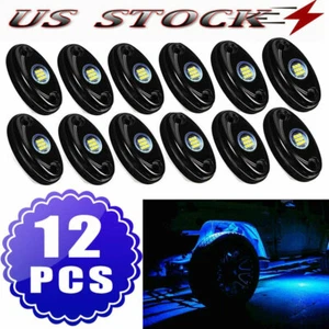 Blue 12 Pods LED Rock Lights For JEEP Offroad Truck UTV ATV Boat Underbody TD - Picture 1 of 9