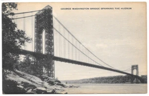 GEORGE WASHINGTON BRIDGE ON HUDSON RIVER VTG Unposted POSTCARD - Picture 1 of 2