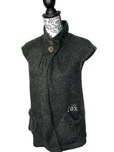 Fox Girls Racing Womens Sweater High Collar Knit Pocketed Capped Sleeves Size M - Picture 1 of 10