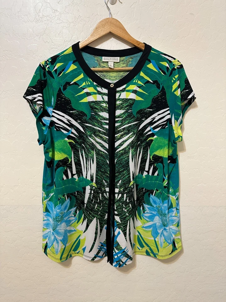 Top Floral Mujer Dana Buchman Talla XL Tropical Viaje Playa Hawaiano Resort Foto 1 de 4