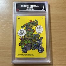1989 Topps TMNT Ninja Turtles OUT TO BATTLE STICKER Rookie RC #11 TCCG 7