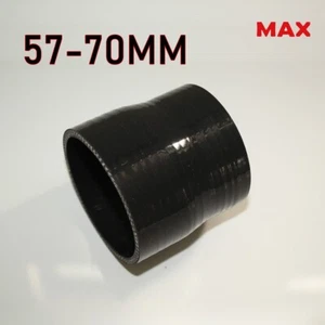 Black 3-Ply 21/4" to 2 3/4" ID Straight Silicone Reducer Hose Coupler 3" Length - Picture 1 of 4