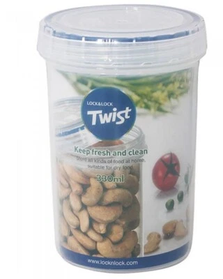 Lock & Lock Twist Round Airtight Food Storage Container 330ml LLS113 - Image 1 of 4