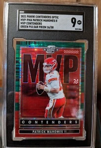 Patrick Mahomes 2021 Panini Contenders Optic MVP Green Pulsar 16/30 Graded 9 - Bild 1 von 3