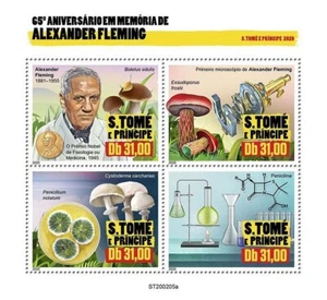 ALEXANDER FLEMING Penicillin Fungi Medicine Stamp Sheet #84 (2020 Sao Tome) - Picture 1 of 1