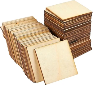 60 Pieces 2X2 Wood Squares for DIY Crafts, Unfinished Wooden Cutout Tiles for Pa - Picture 1 of 12
