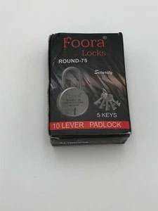 Foora Locks Round 75 Doublelocking 10 Lever Padlock Silver With 5 Keys - Picture 1 of 5