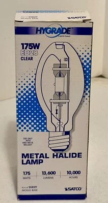 SATCO HyGrade Metal Halide Lamp Bulb 175W S5829 HID Mogul Base ED28 Clear NEW - Image 1 of 4