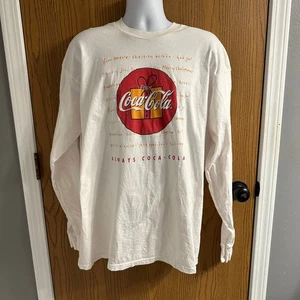 Camiseta De Colección Blanca Siempre Coca Cola Vacaciones Navidad Manga Larga 2XL XXL - Imagen 1 de 4