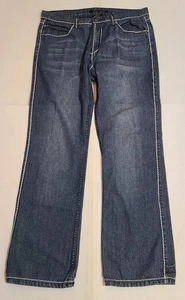 Carbon Black Denim Blue Jeans Mens Sz 36x34 Skater Urban Streetwear Embroidered  - Picture 1 of 12