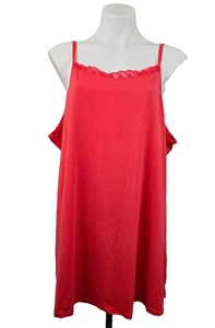 LOGO by Lori Goldstein Cami, Embroidered Mesh Trim, Coral, Pink, Size 2X - Picture 1 of 4