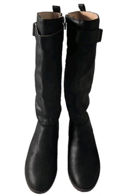 JOURNEE COLLECTION Bota de Montar para Mujer Puntera Almendra Tacón Bloque, Talla 9, Negra, Nueva Foto 1 de 4