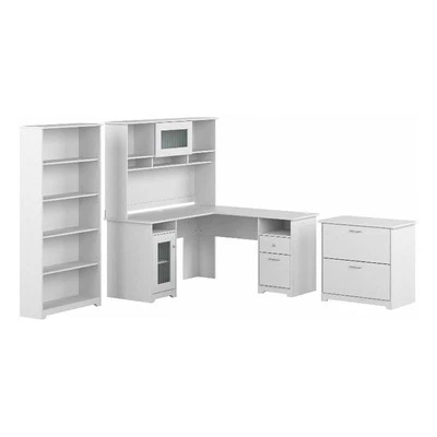 Cabot 60W L Shaped Computer Desk with Storage Set in White - Engineered Wood - Image 1 of 4