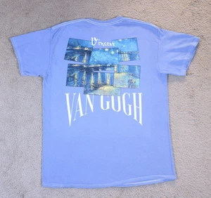 Camiseta Vincent Van Gogh Noche estrellada sobre el Ródano arte gráfico (SM) azul nueva sin etiquetas - Imagen 1 de 7