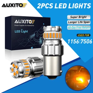 AUXITO 2X 1156 7506 BA15S LED P21W Señal de giro Luz Amarillo Ámbar 23-SMD Bombillas - Imagen 1 de 11