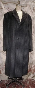 Langer italienischer Vintage-Mantel Kaschmir Kreide Nadelstreifen Eiche Flur grau groß für Herren - Bild 1 von 17