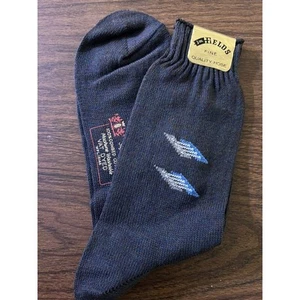 Vintage MCM Herren 50er Paar Baumwollsocken Neu aus altem Lagerbestand Rockabilly Gr. 13 JM Fields blau mit Etikett - Bild 1 von 5
