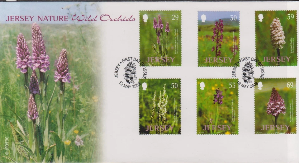 GB JERSEY 2003 Nature Wild Orchids/Le Noir Pre Wetland SG 1092-1097 FDC FLOWERS - Image 1 of 1