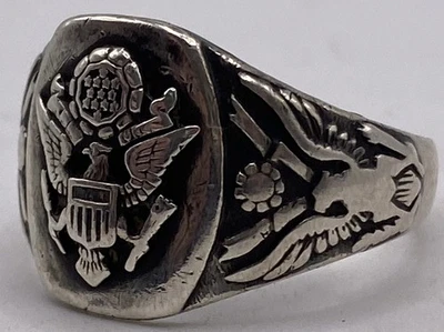 Sterling Silver Military Insignia Eagle Ring Sz11 8.3g  - Image 1 of 4