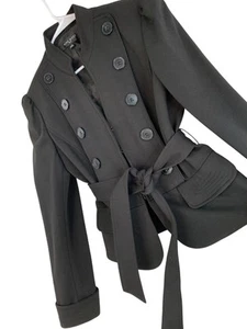 VTG 90s New Nine West Military Soldier Style Black Crop Jacket Size 4 RT10296 - Picture 1 of 12
