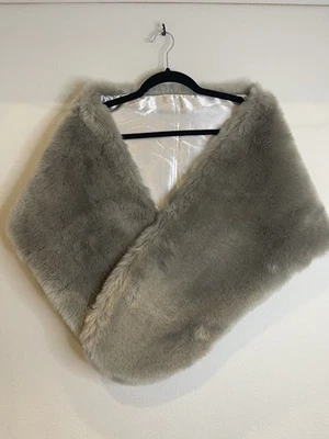 Bufanda estola envolvente de piel sintética gris boda para mujer talla única glamour formal Año Nuevo Gatsby Foto 1 de 4