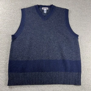 Vintage Badge V-neck Pure Wool Sweater Vest Blue Men’s Size XL - Picture 1 of 6